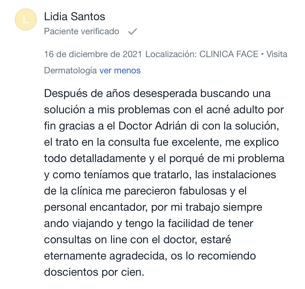 Opinión de paciente